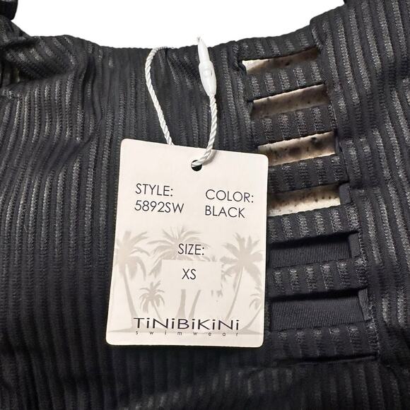 TiniBikini Black Two Piece Cut Outs Size XS NEW - Picture 3 of 5